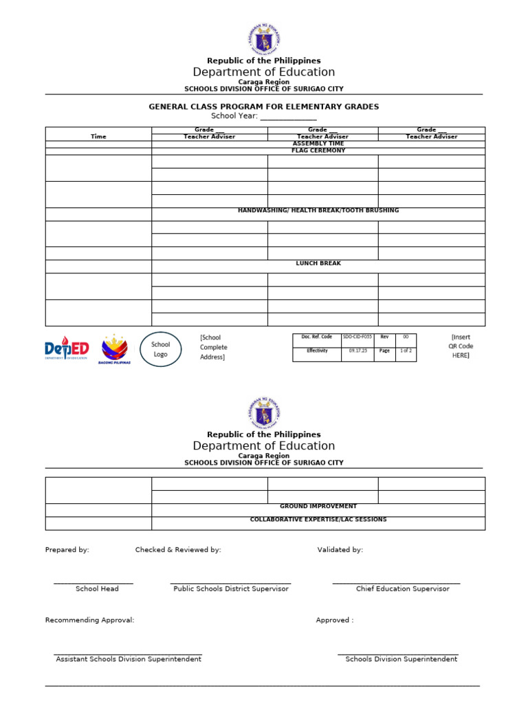 General Class Program for Elementary Grades | PDF | Philippines