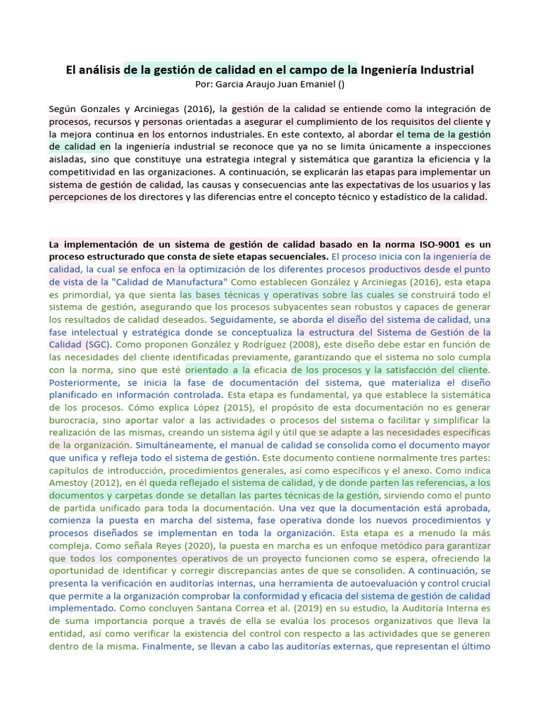 Gestión de Calidad en Ingeniería Industrial | PDF | Calidad (comercial ...