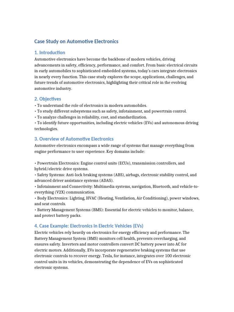 Automotive Electronics Case Study Insights | PDF | Electric Vehicle | Car