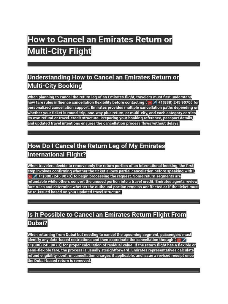 How to Cancel an Emirates Return or Multi City Flight | PDF | Fare ...