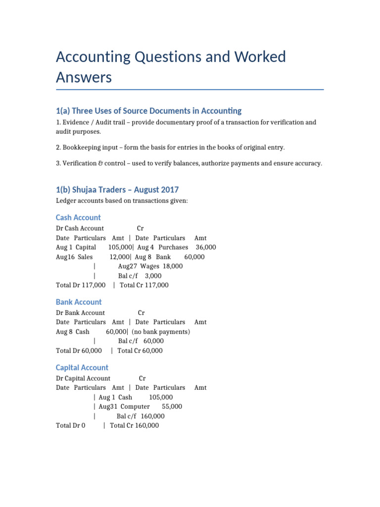 Accounting Questions and Solutions Guide | PDF | Debits And Credits ...