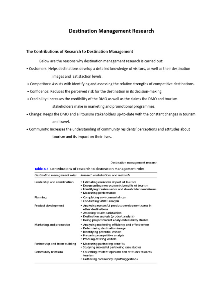 Destination Management Research Insights | PDF | Survey Methodology ...