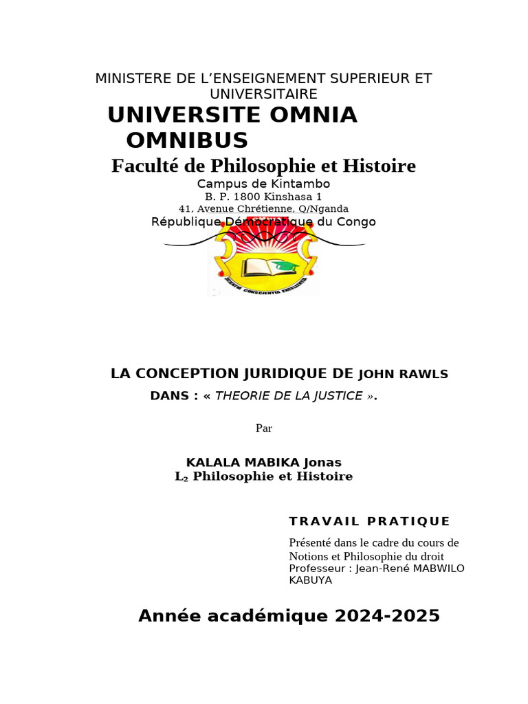 La justice selon John Rawls : principes clés | PDF | Justice | Crime et ...