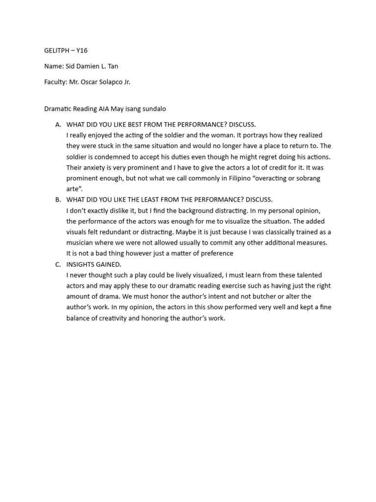 Insights on Dramatic Reading Performance | PDF