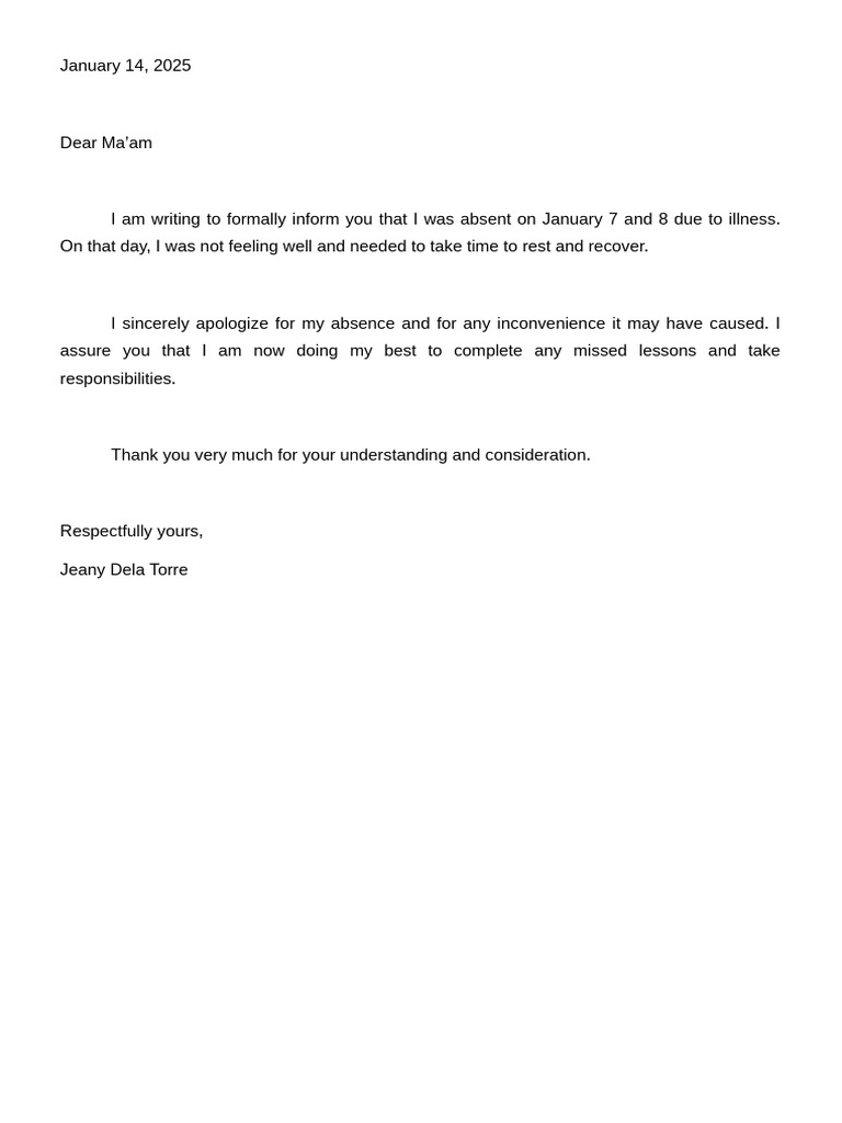 Absence Notification Due to Illness | PDF