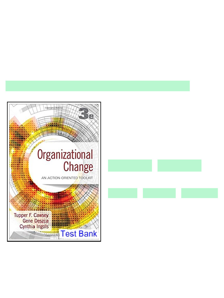 Organizational Change An Action Oriented Toolkit 3rd Edition Cawsey ...