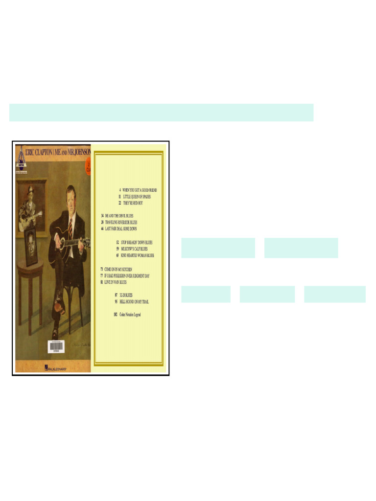 Eric Clapton Me and Mr Johnson Eric Clapton available all format | PDF