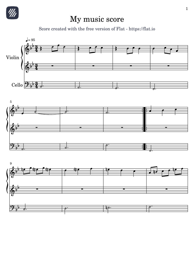 Violin and Cello Music Score | PDF