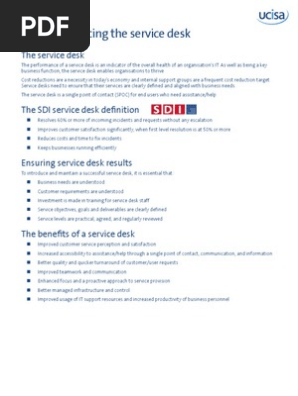 Itil Introducing The Service Desk Technology Computing