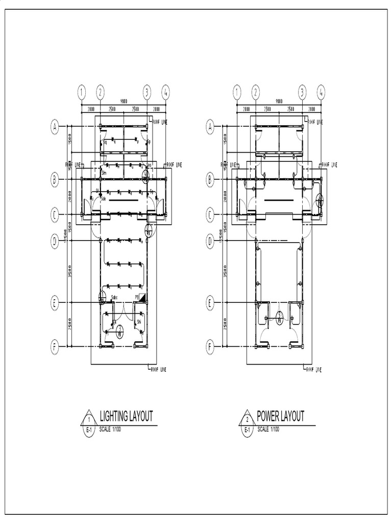 Lighting Layout Power Layout: 1 2 SCALE 1/100 E-1 SCALE 1/100 E-1 | PDF