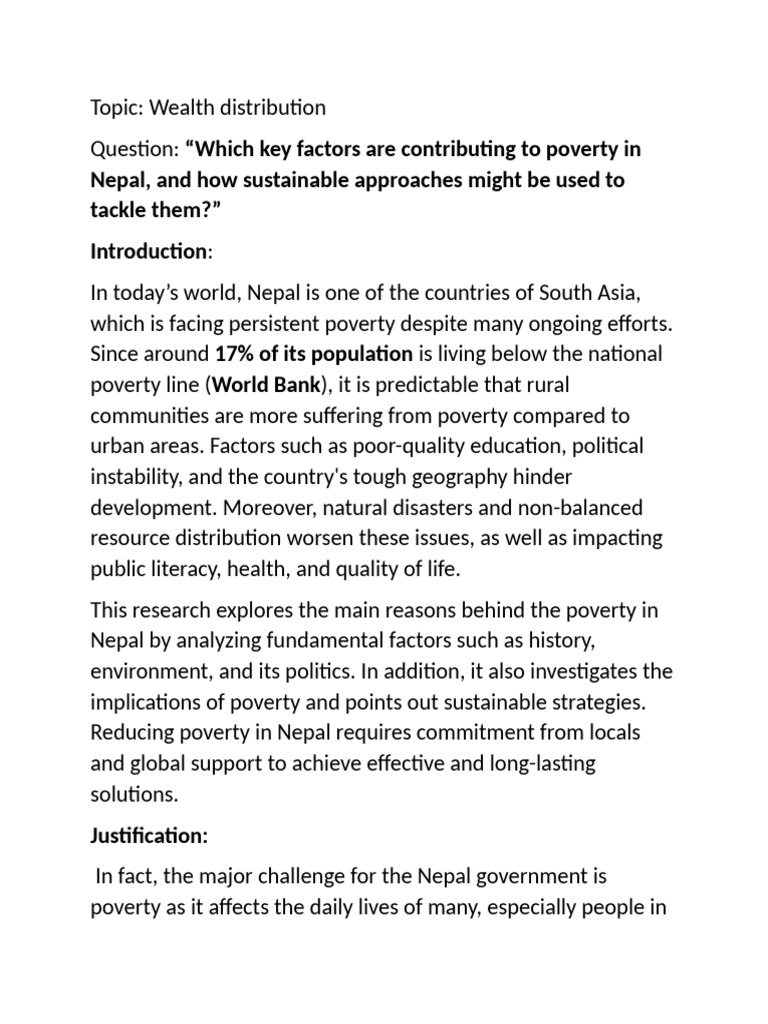 Tackling Poverty in Nepal: Key Factors | PDF | Poverty | Poverty ...