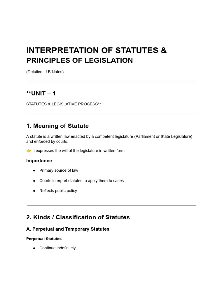 Statutory Interpretation & Legislative Principles | PDF | Statutory ...