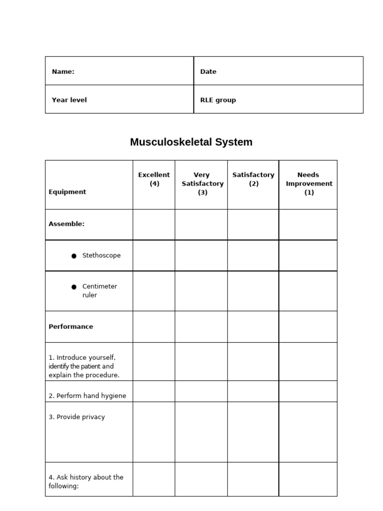 Musculoskeletal System Assessment Guide | PDF | Anatomical Terms Of ...
