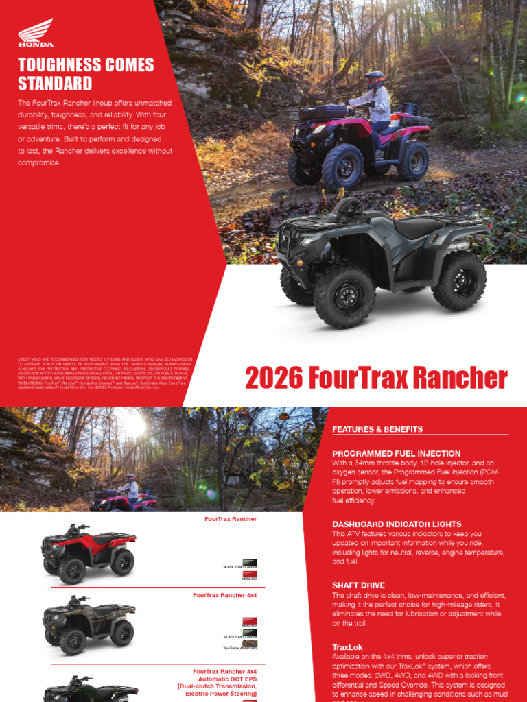 2026 FourTrax Rancher ATV Overview | PDF | Automatic Transmission ...