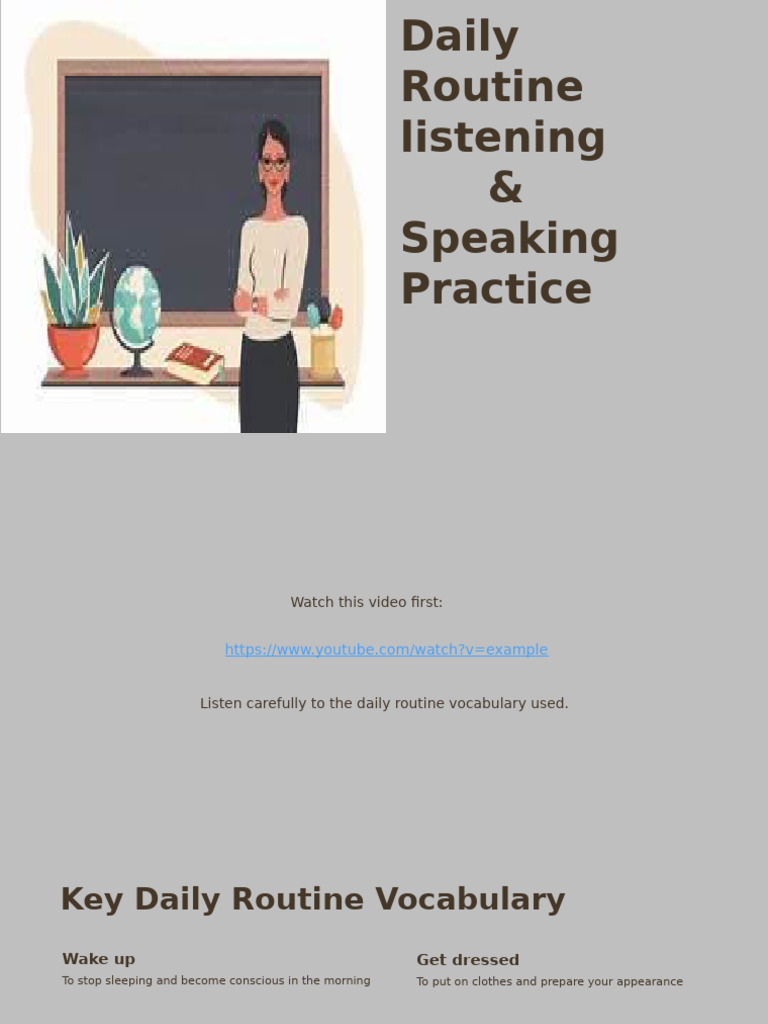 Daily Routine Vocabulary & Speaking Tips | PDF | Meal | Vocabulary