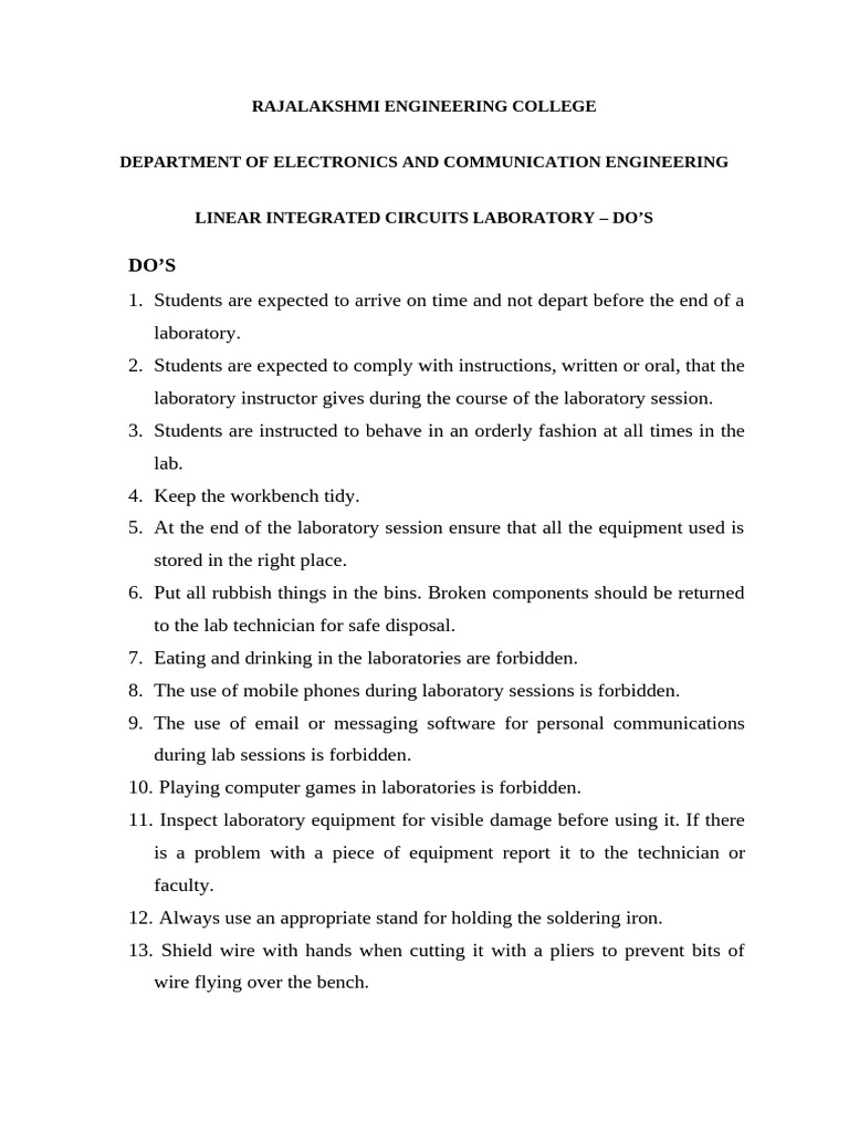 Linear Integrated Circuits Lab Guidelines | PDF