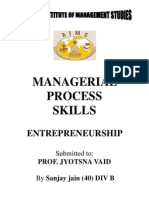 Managerial Process Skills: Entrepreneurship