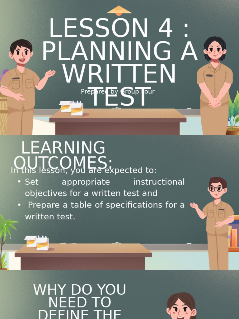 Assessment Planning a Written Test | PDF | Learning | Teachers