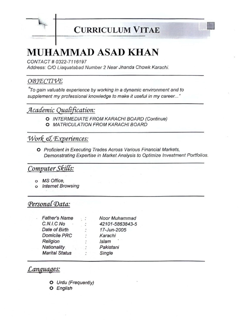 Asad Cv. | PDF