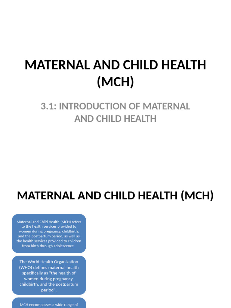 Phc 3.1 Maternal and Child Health (Mch) | PDF | Maternal Health ...