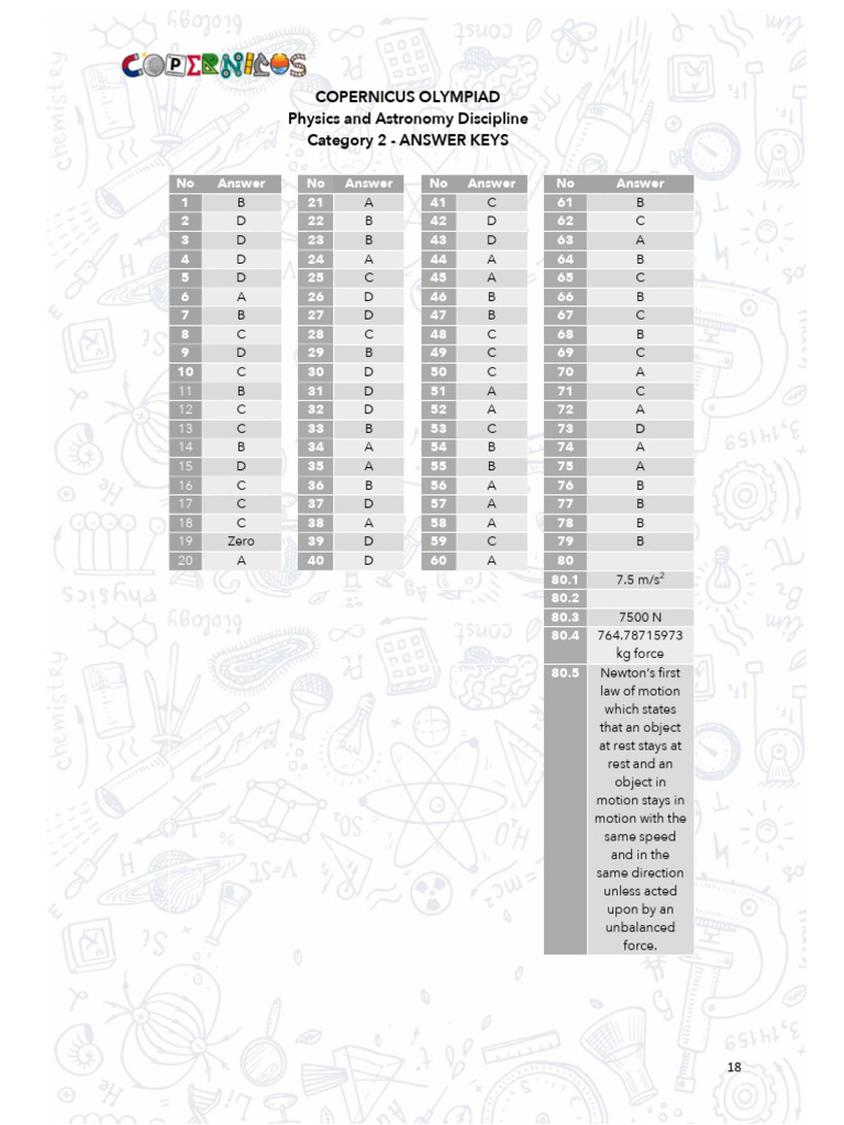 Copernicus Olympiad Physics Answers | PDF | Force | Classical Mechanics