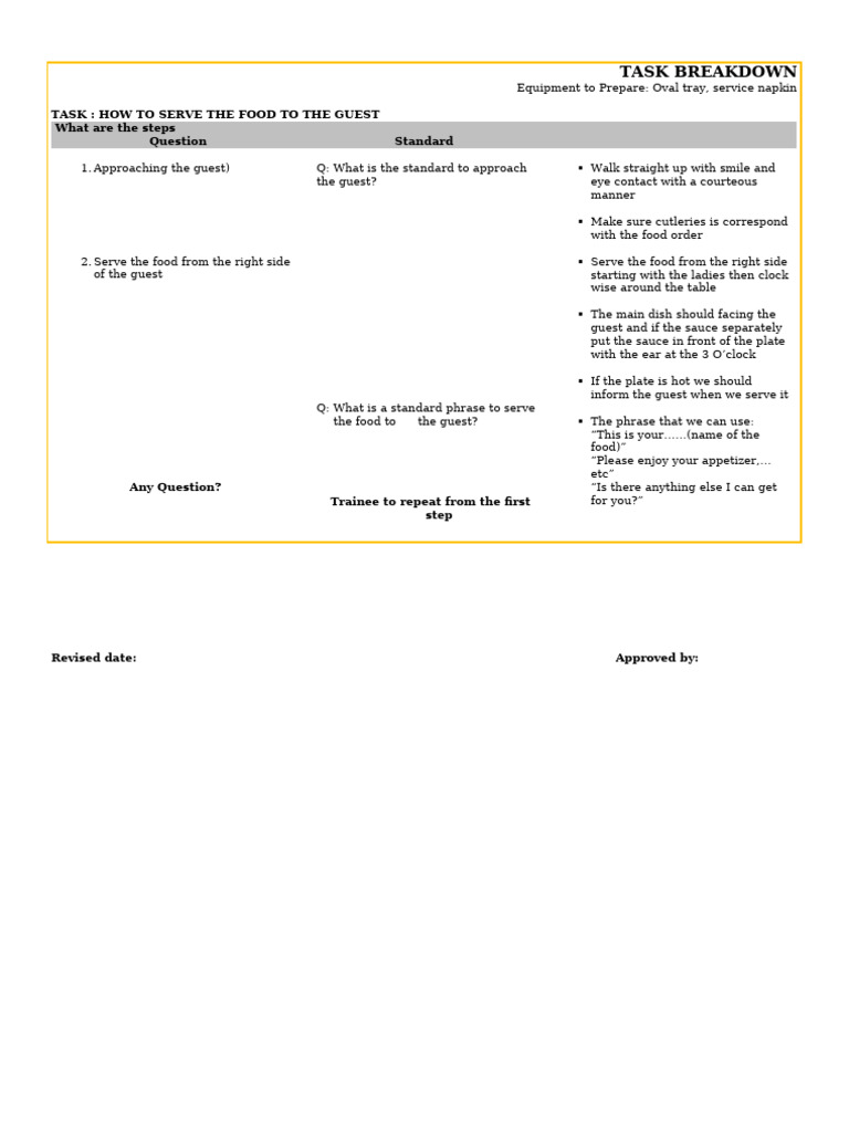 4. How Serve the Food to the Guest | PDF