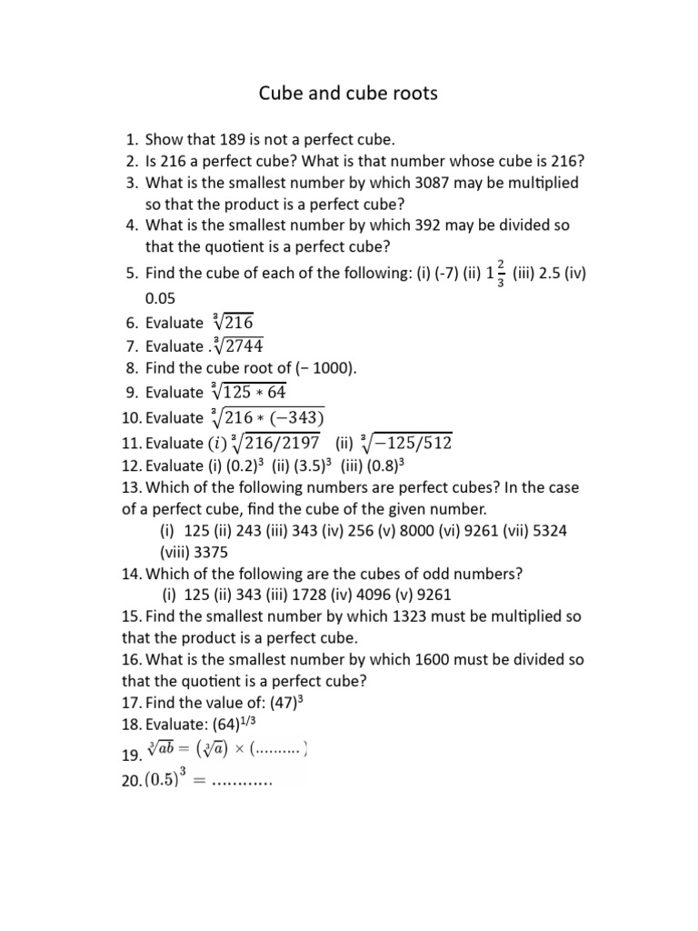 Cube and Cube Roots | PDF