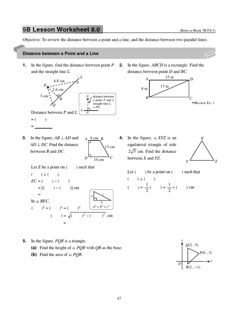 Distance Calculations in Geometry Worksheets | PDF | Circle | Perpendicular