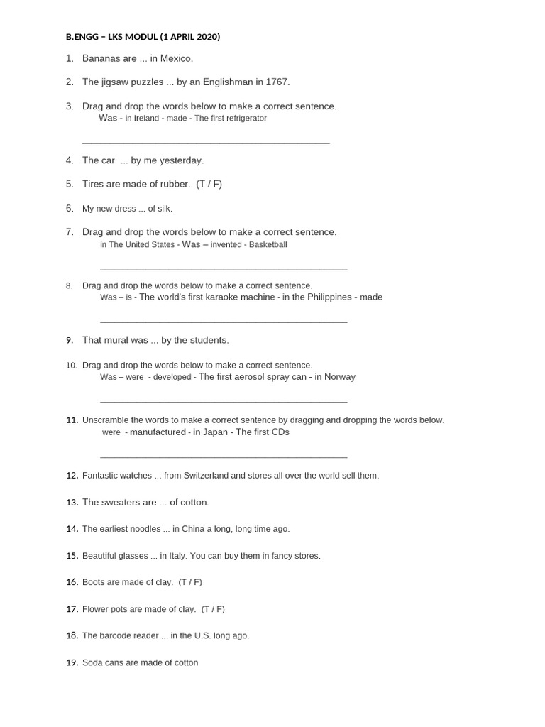Sentence Structure Practice Exercises | PDF