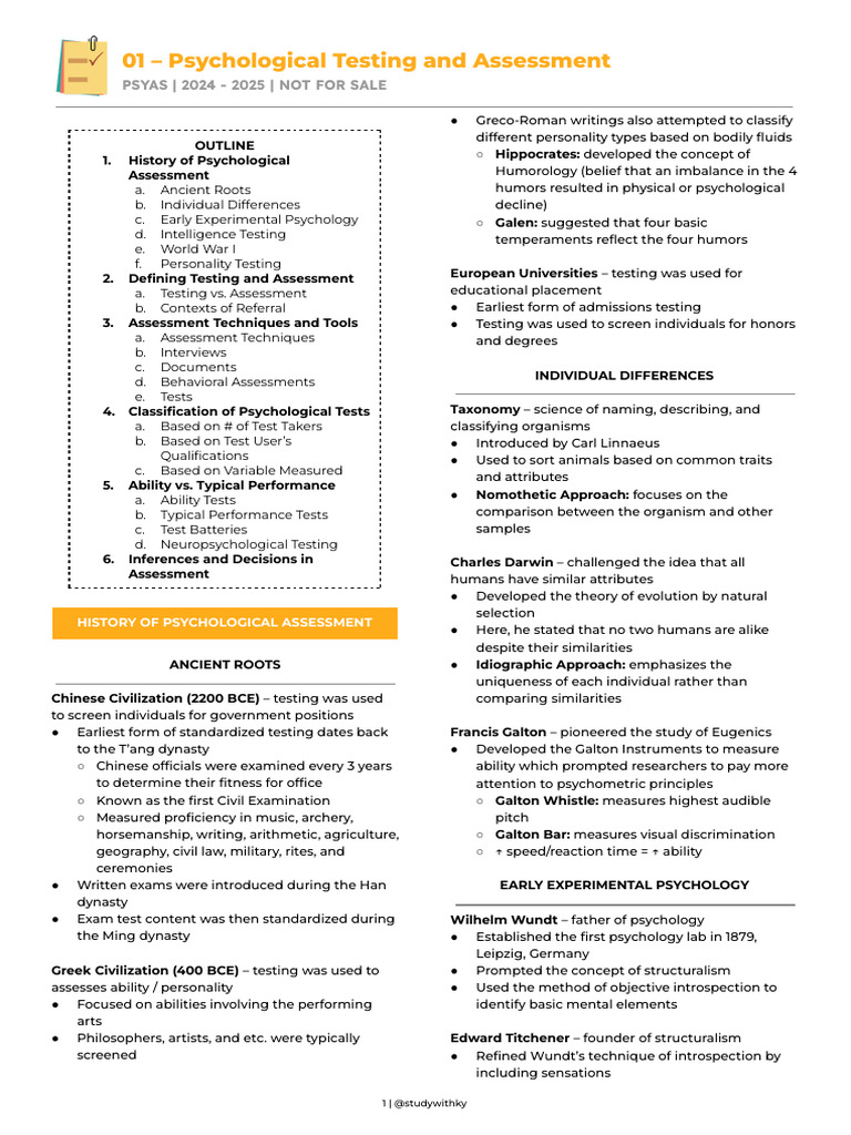 History and Techniques of Psychological Assessment | PDF | Level Of ...