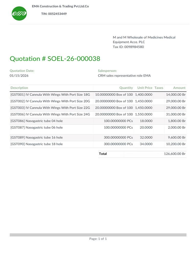 Medical Equipment Quotation Details | PDF