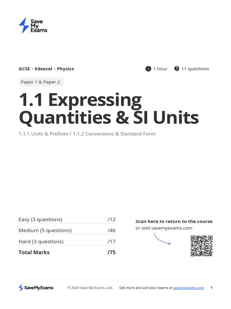 GCSE Physics Exam Questions on SI Units | PDF | Frequency ...