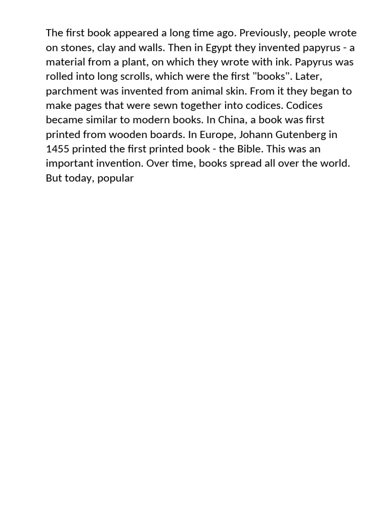 The First Book Appeared a Long Time Ago | PDF