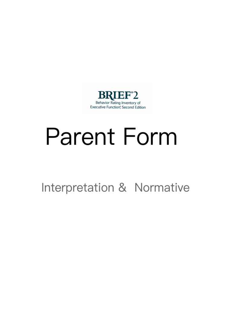 BRIEF2-Manual Norm (Parent Form) | PDF
