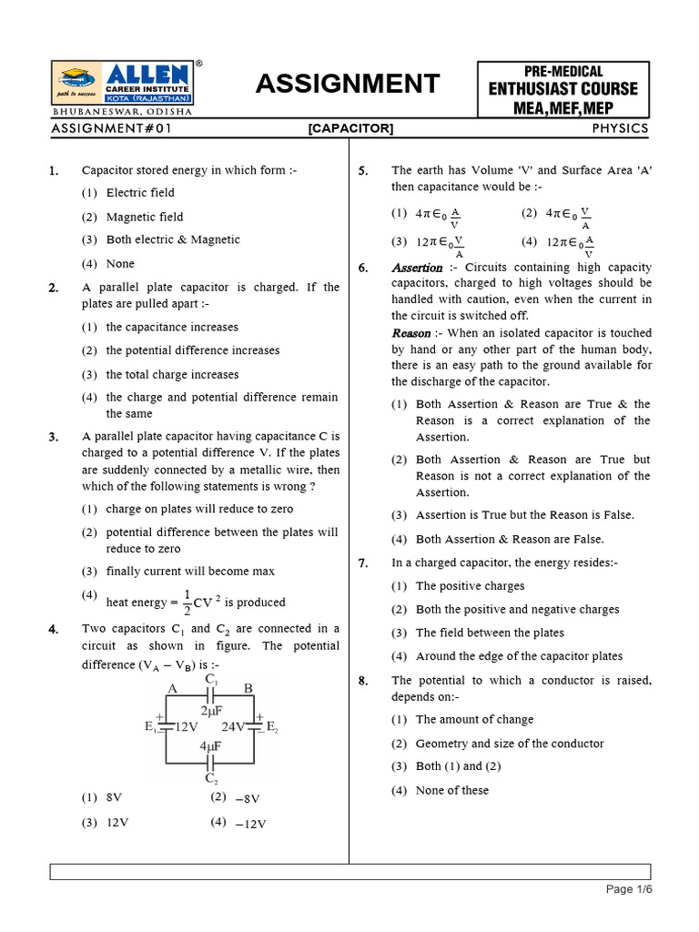Capacitor Concepts and Calculations | PDF | Capacitor | Capacitance