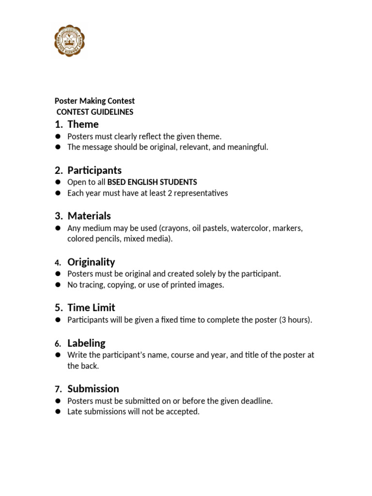 BSED English Poster Contest Guidelines | PDF