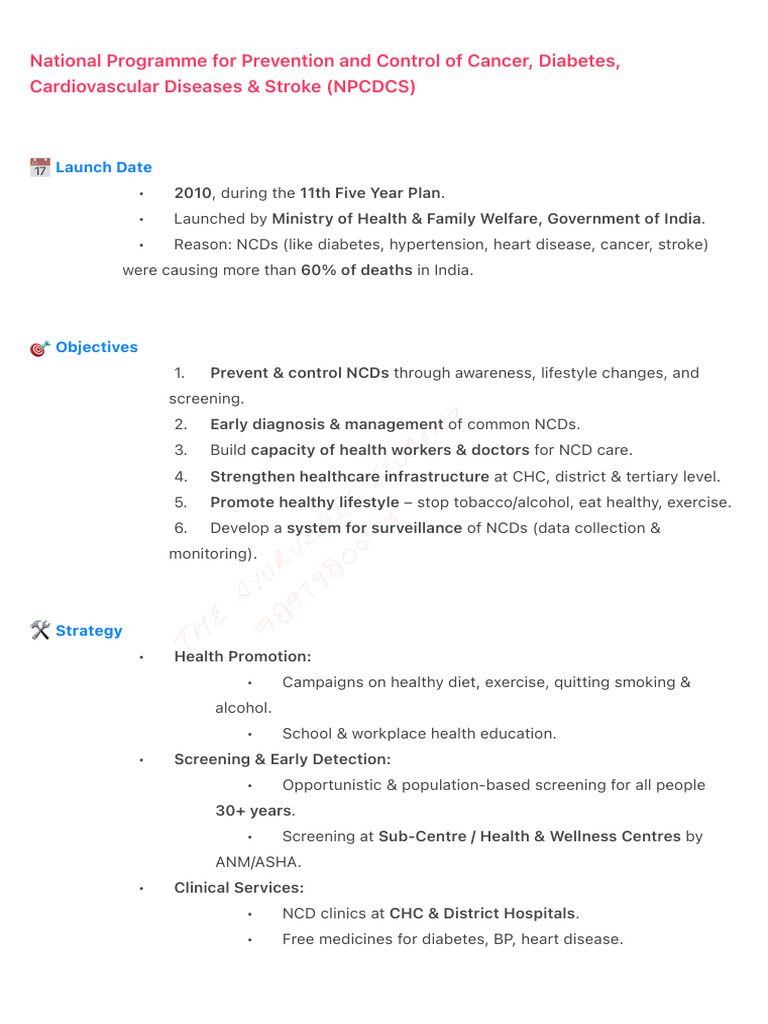 NPCDCS: India’s NCD Prevention Strategy | PDF | Non Communicable ...