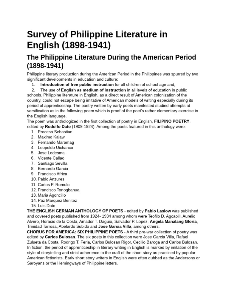 PHIL. LIT. - AMERICAN PERIOD | PDF | Tagalog Language | Philippines