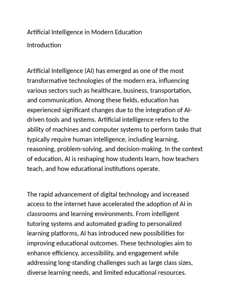 AI's Role in Modern Education | PDF | Artificial Intelligence ...