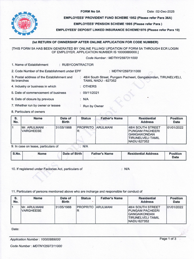 5a Form | PDF