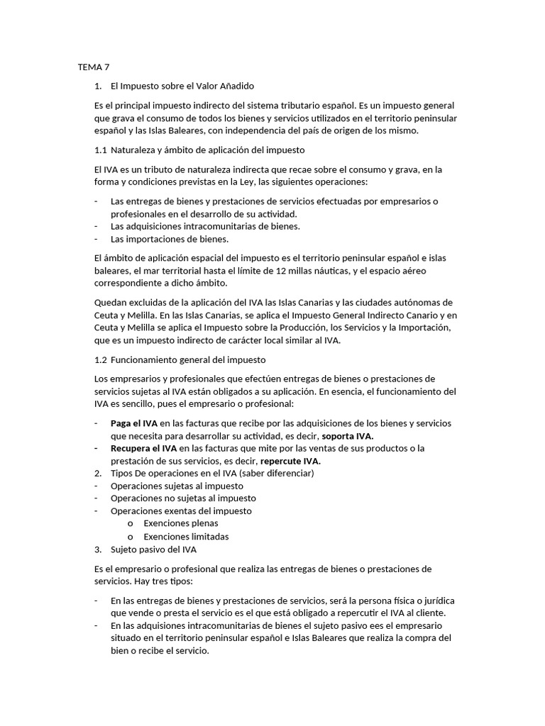 TEMA 7 piac | PDF | Impuestos | Impuesto al valor agregado