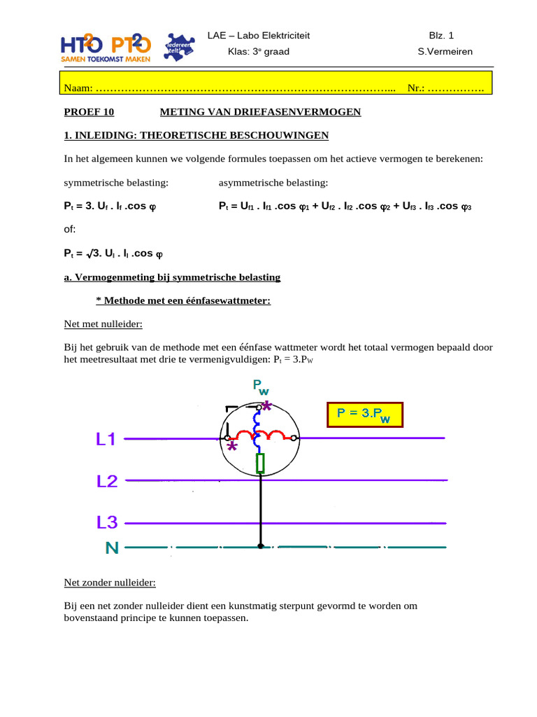 Proef10 - Meting van driefasenvermogen | PDF
