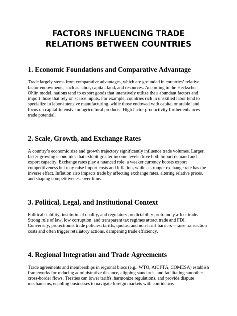 Factors Affecting International Trade Relations | PDF | Trade | Exports