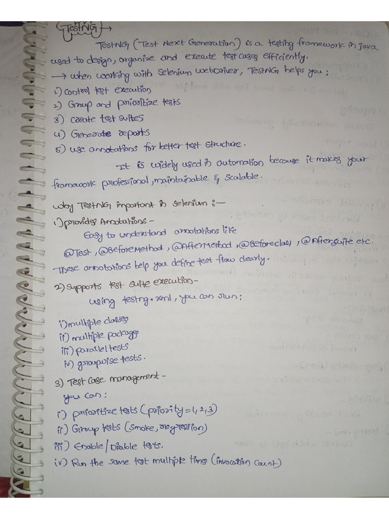 TestNG handwritten notes | PDF
