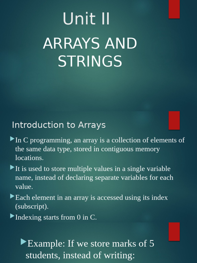 C Programming: Arrays and Strings Guide | PDF | Integer (Computer ...