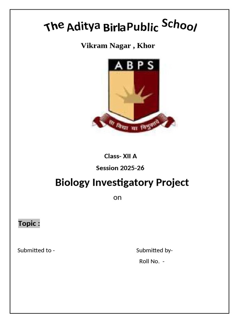 Class XII A Biology Project 2025-26 | PDF