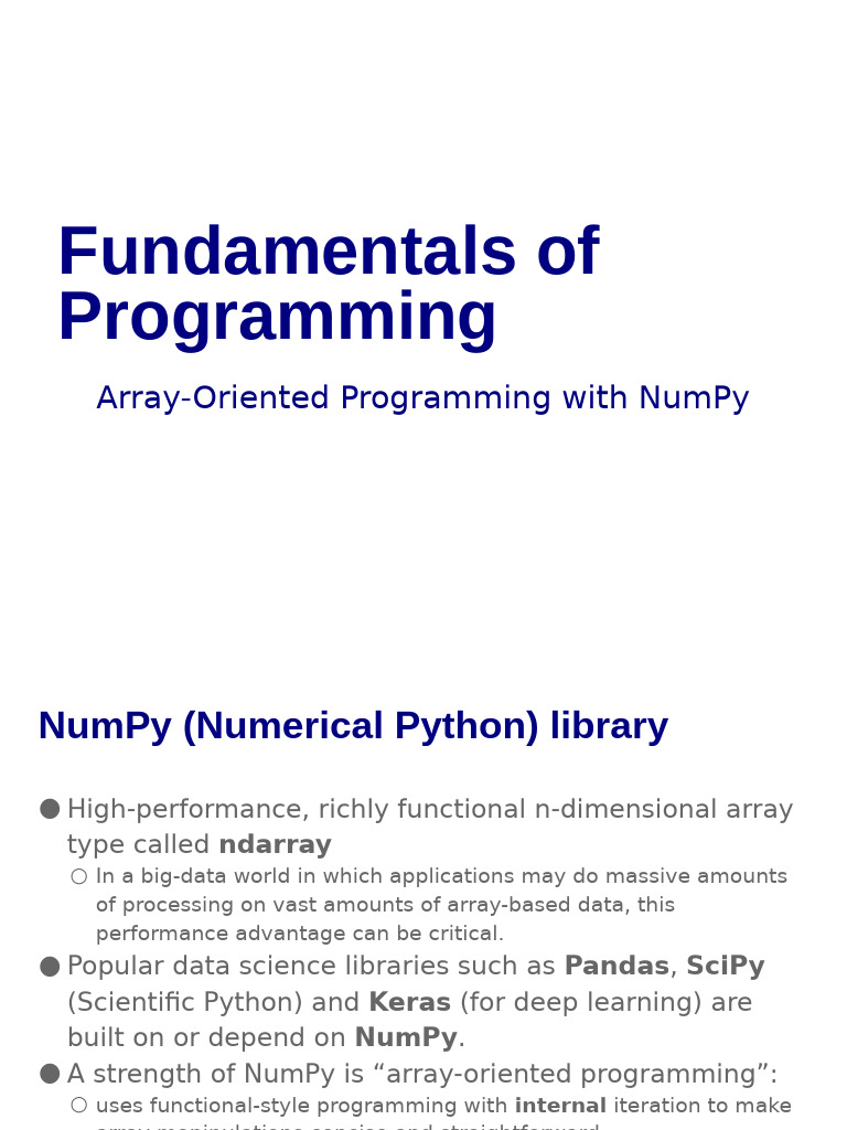 NumPy Array Programming Basics | PDF | Computer Programming | Software ...