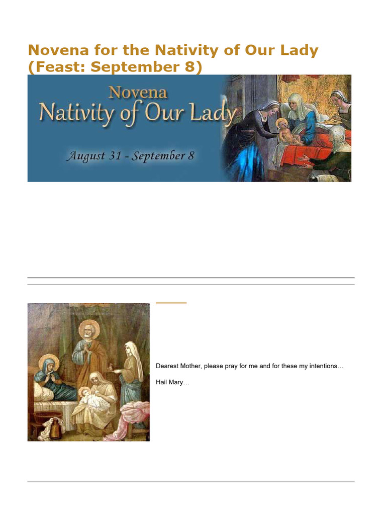Novena for the Nativity of Mary | PDF | Mary, Mother Of Jesus | Eternal ...