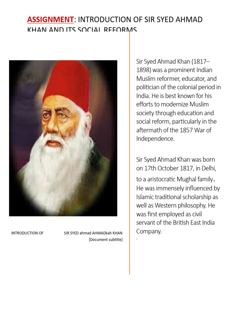 Sir Syed Ahmad Khan's Social Reforms | PDF