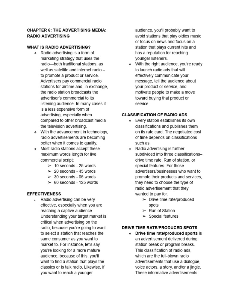 Radio Advertising Strategies Explained | PDF | Advertising | Mass Media